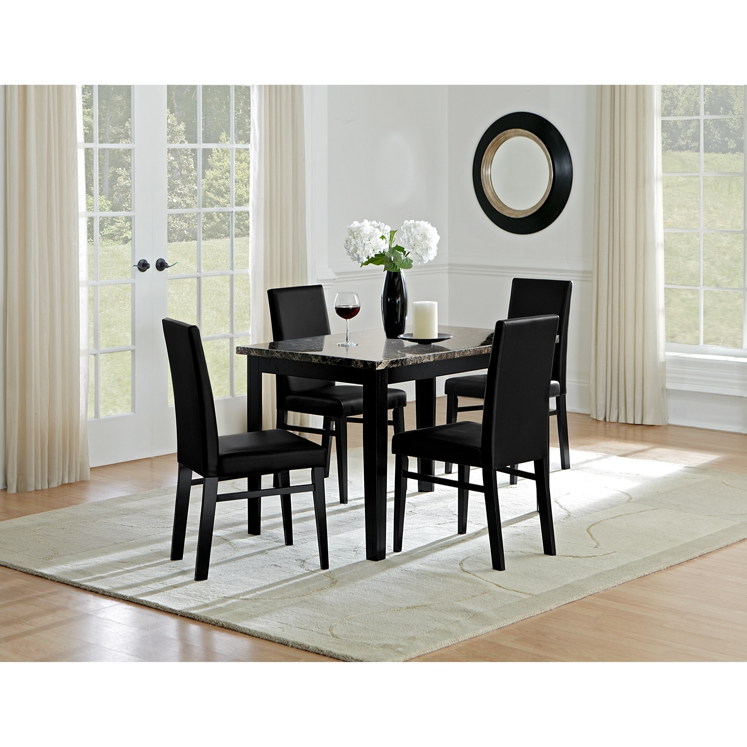 Shadow Table and 4 Chairs - Black | Value City Furniture