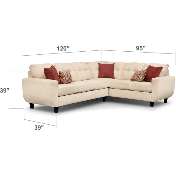 Living Room Furniture - West Village 2-Piece Sectional - Cream