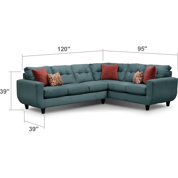 Living Room Furniture - West Village 2-Piece Sectional - Blue