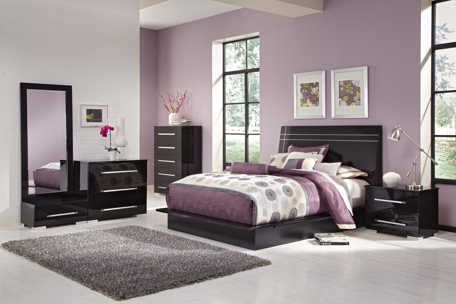 Dimora 6-Piece King Panel Bedroom Set - Black | Value City Furniture