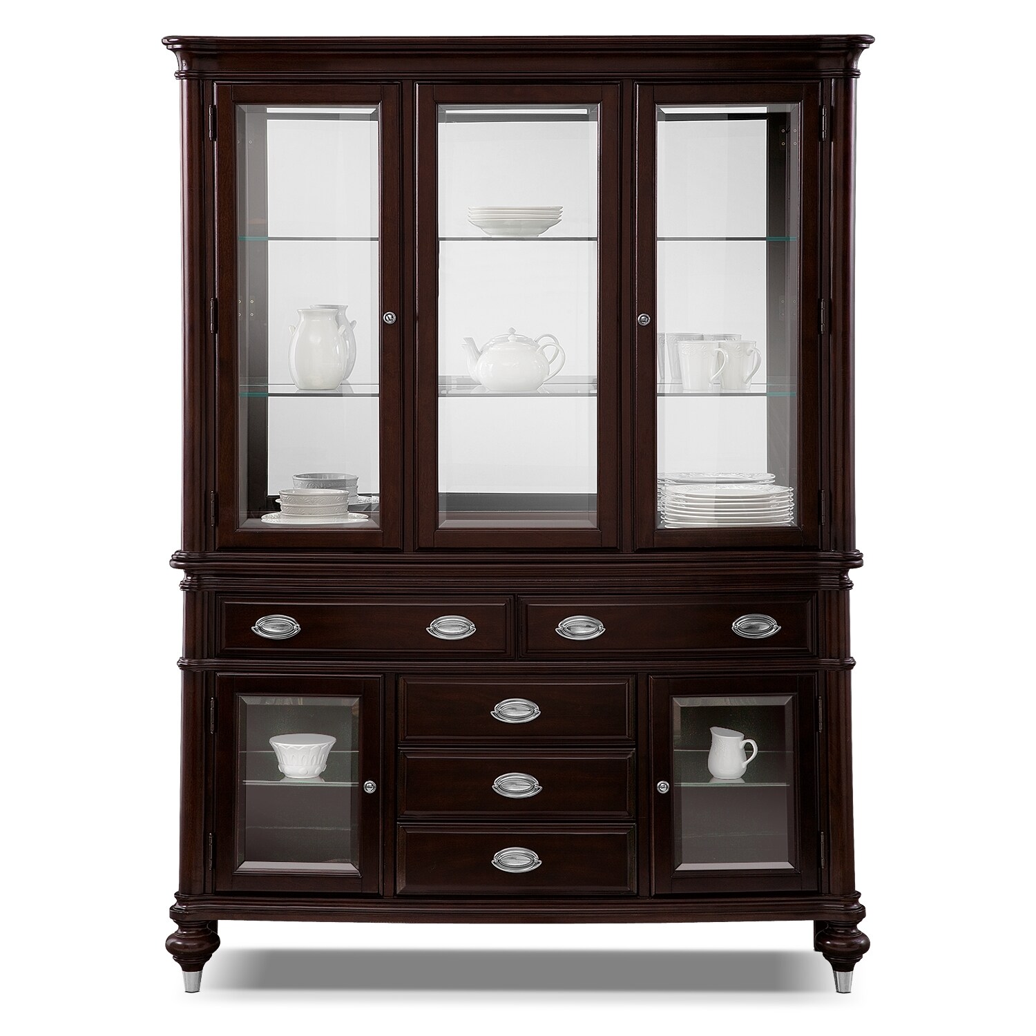 Esquire Buffet and Hutch - Cherry | Value City Furniture