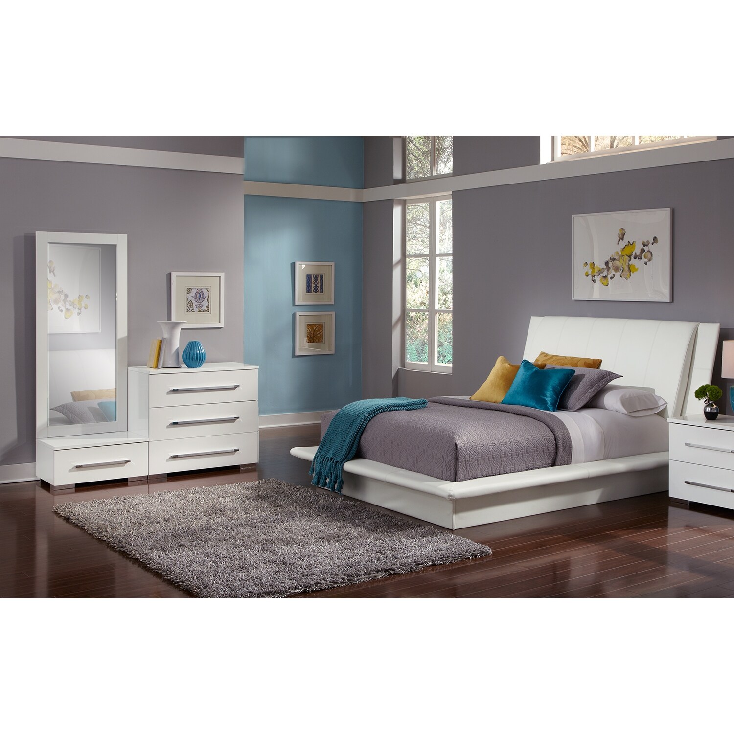 Dimora 5-Piece Queen Upholstered Bedroom Set - White | Value City Furniture