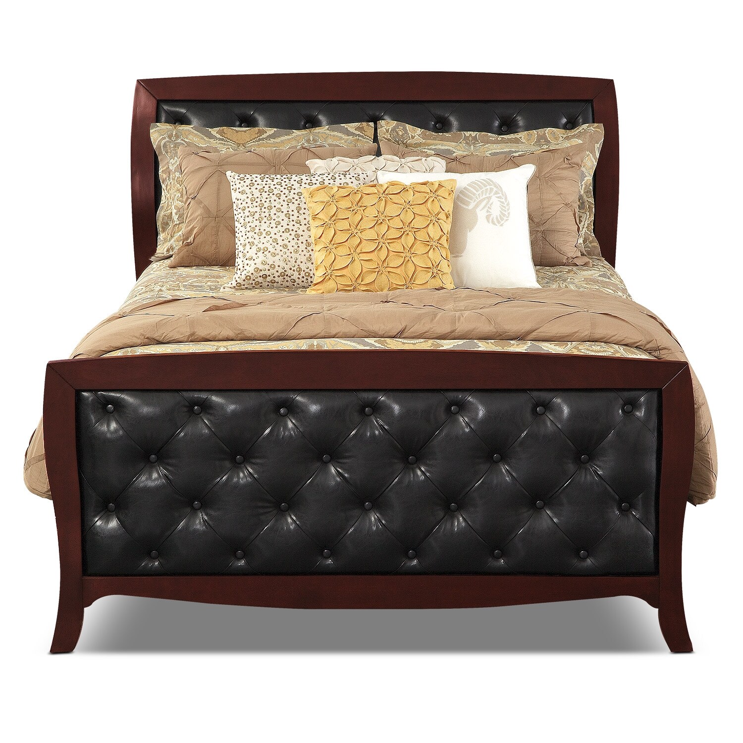 Jaden Queen Tufted Bed Merlot Value City Furniture