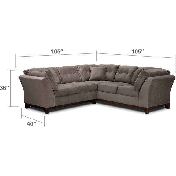 Living Room Furniture - Sebring 2-Piece Sectional with Left-Facing Loveseat - Gray