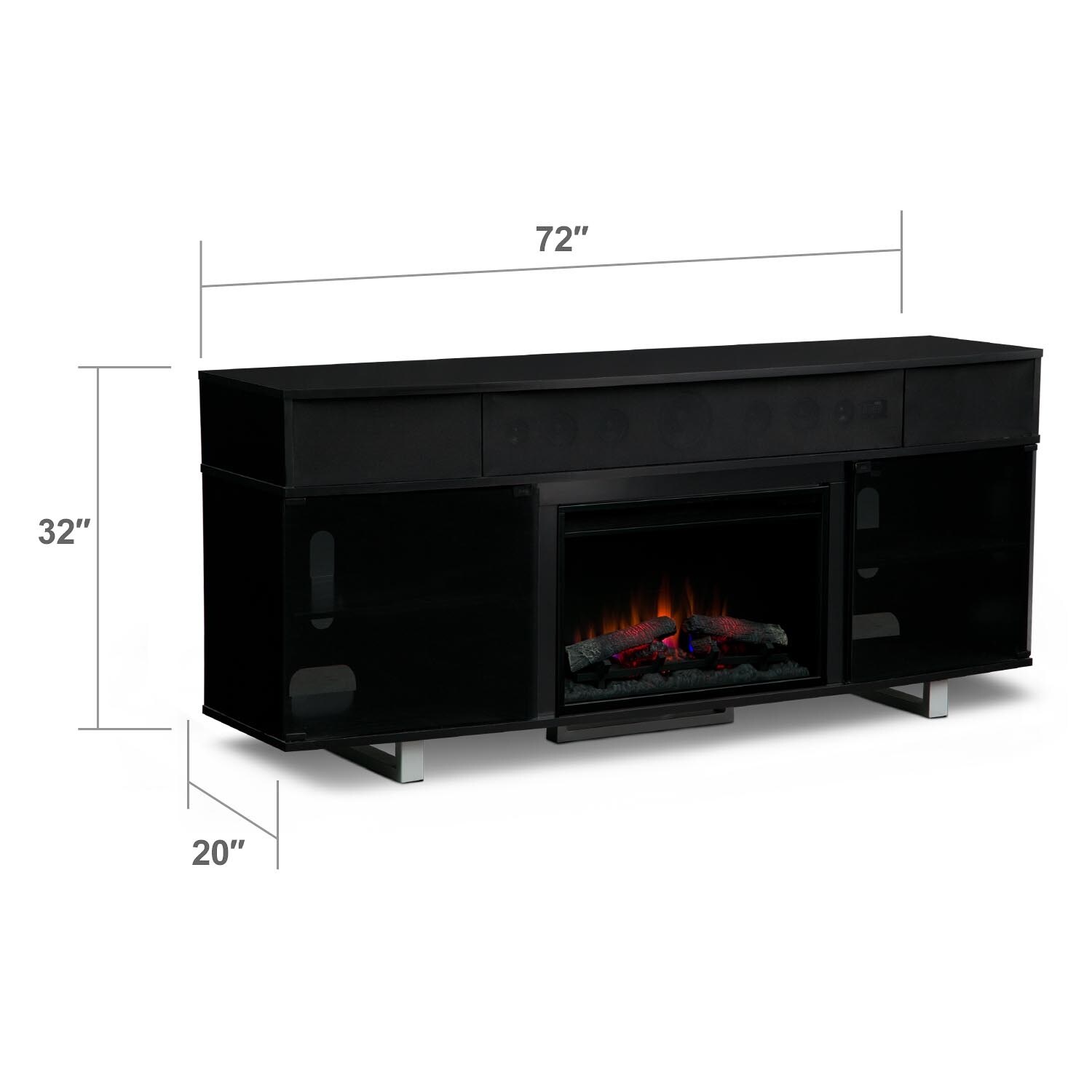 Pacer 72" Traditional Fireplace TV Stand with Sound Bar Black Value