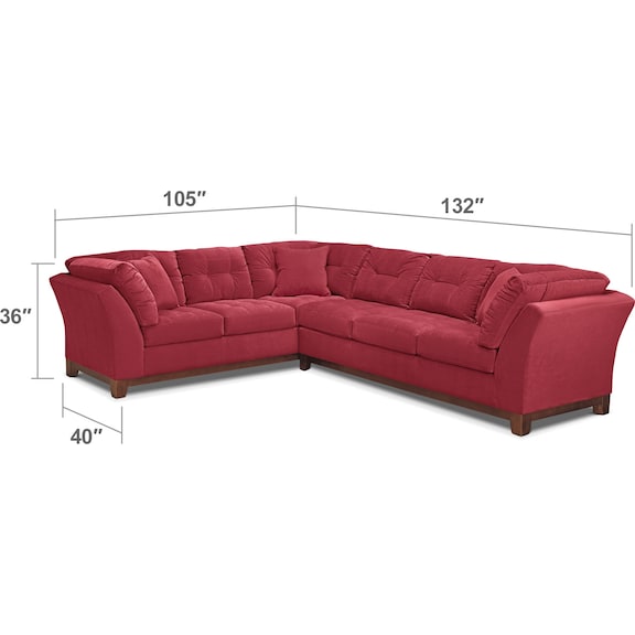 Living Room Furniture - Sebring 2-Piece Sectional with Right-Facing Sofa - Poppy