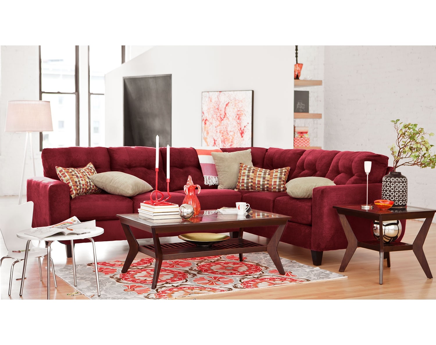 The West Village Sectional Collection - Red