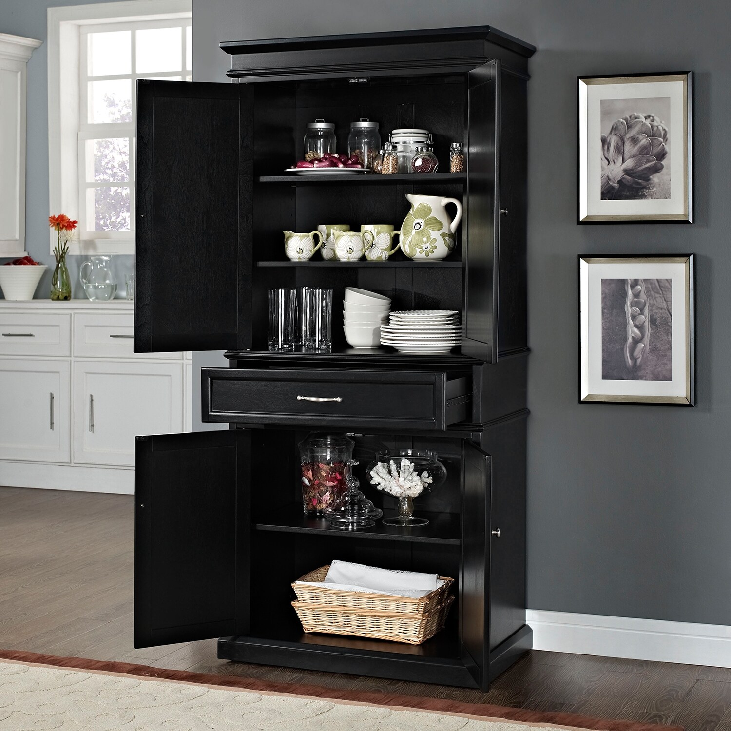 Midway Black Pantry Value City Furniture