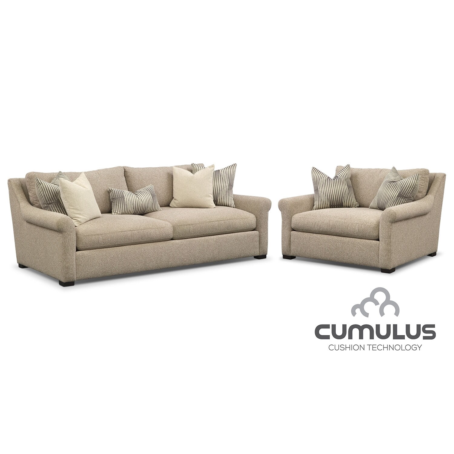 Roberston Cumulus Sofa and Chair and a Half Set - Beige ...