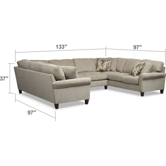 Living Room Furniture - Karma 3-Piece Sectional - Mink