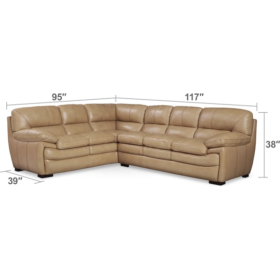 Living Room Furniture - Peyton Taupe 2-Piece Sectional - Taupe