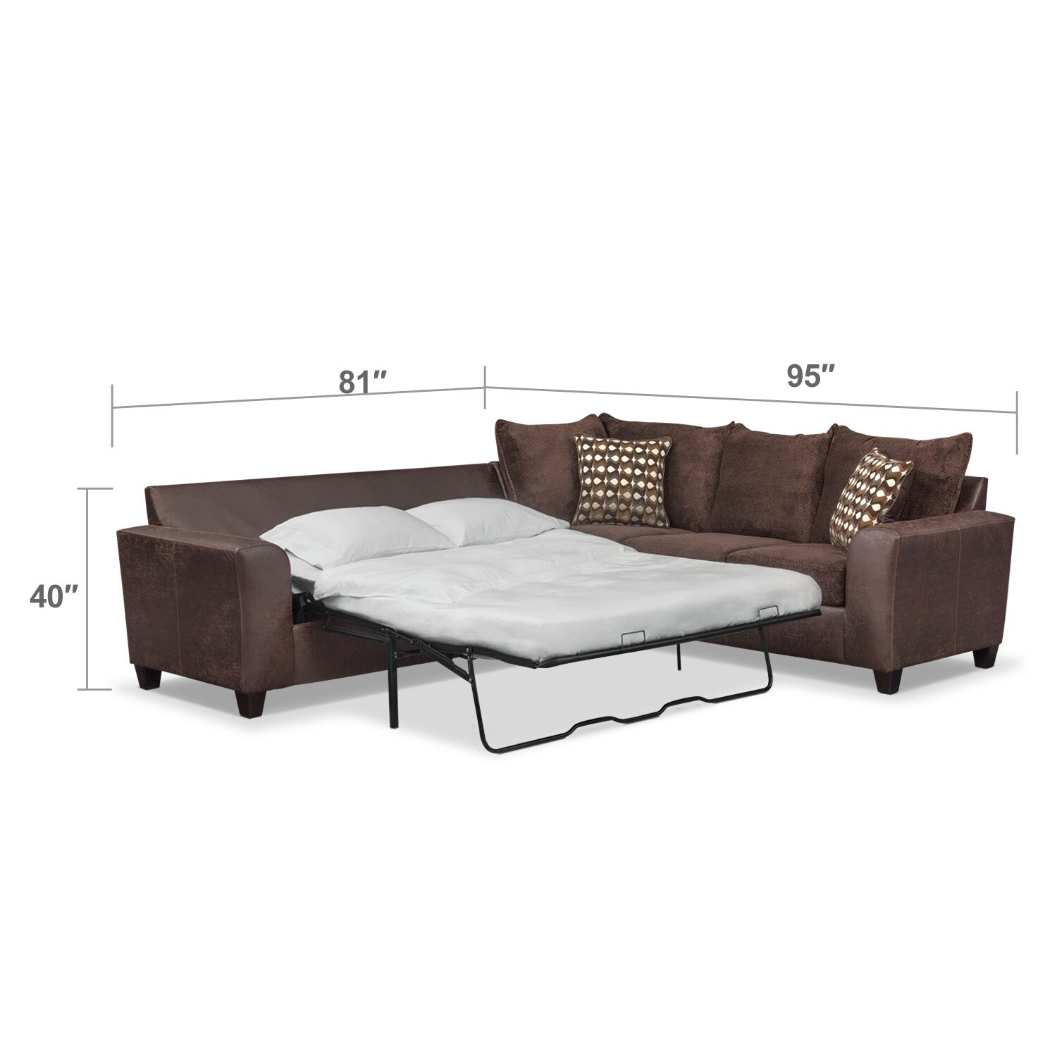 Brando 2Piece Memory Foam Sleeper Sectional Chocolate Value City