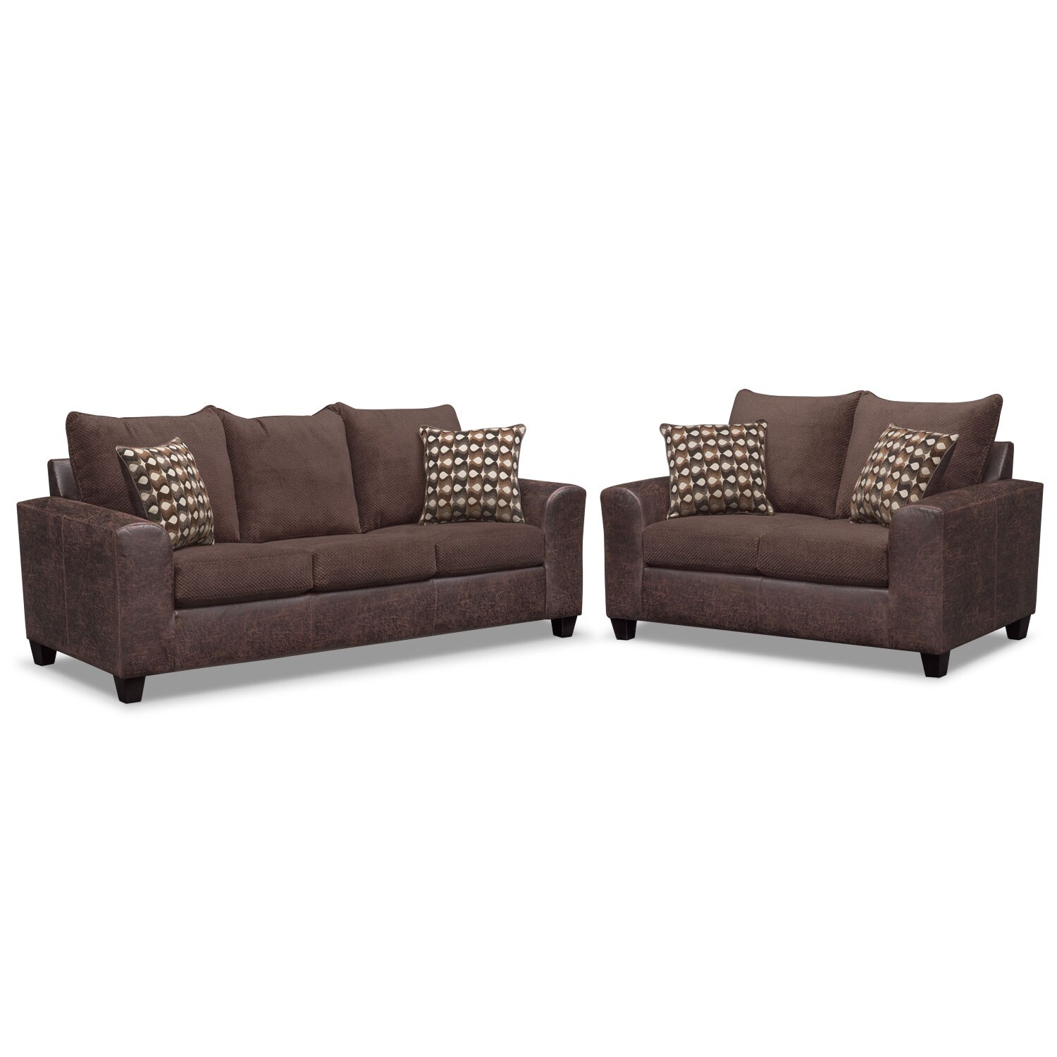 Brando Queen Innerspring Sleeper Sofa and Loveseat Set Chocolate