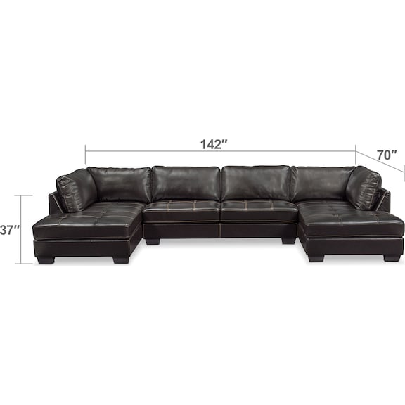 Living Room Furniture - Santana 3-Piece Sectional - Black
