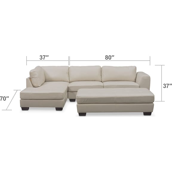 Living Room Furniture - Santana 2-Piece Sectional with Left-Facing Chaise and Cocktail Ottoman Set - Ivory