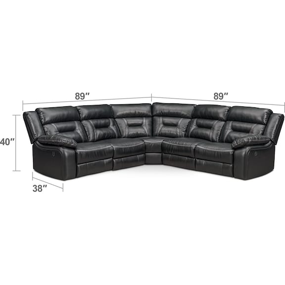 Living Room Furniture - Remi 5-Piece Power Reclining Sectional with 3 Reclining Seats - Black