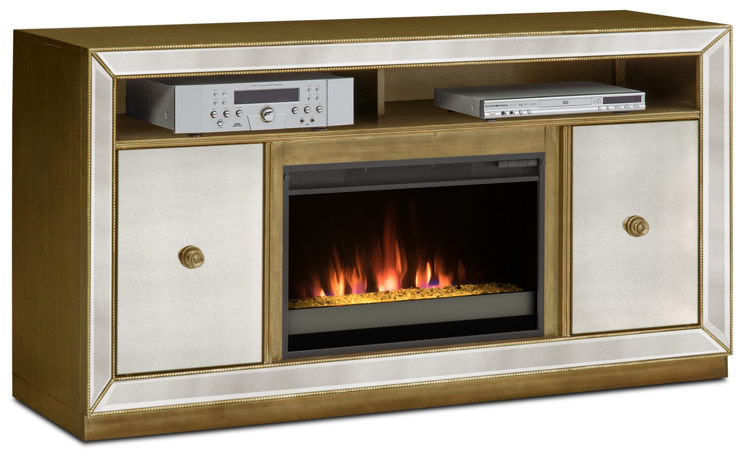 Reflection Contemporary Fireplace TV Stand Mirror Value City Furniture