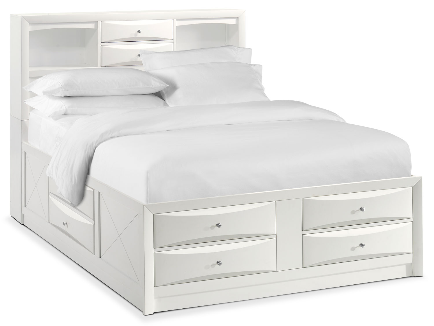 Braden King Bookcase Bed With Storage White Value City