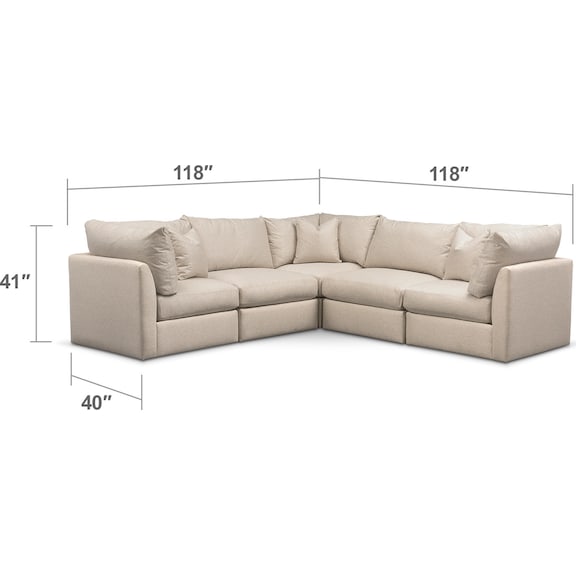 Living Room Furniture - Trenton Cumulus 5-Piece Sectional - Linen