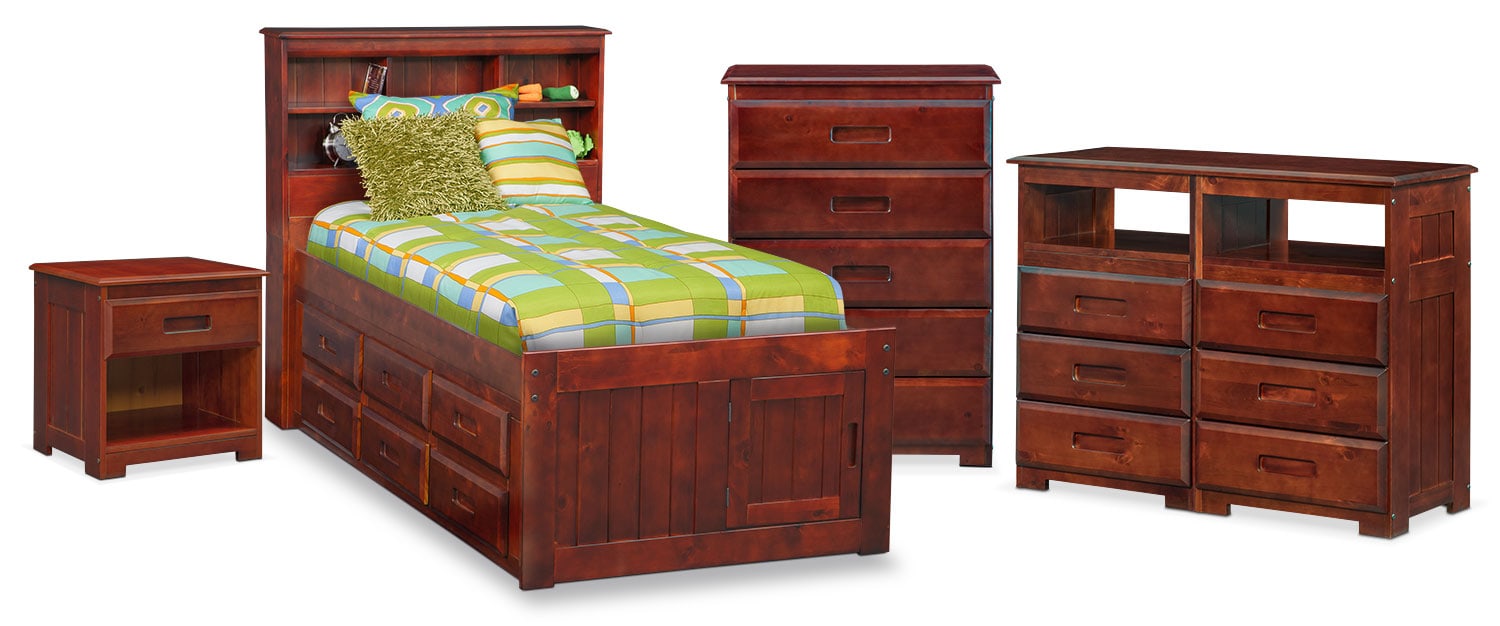 The Ranger Bookcase Bed Collection - Merlot
