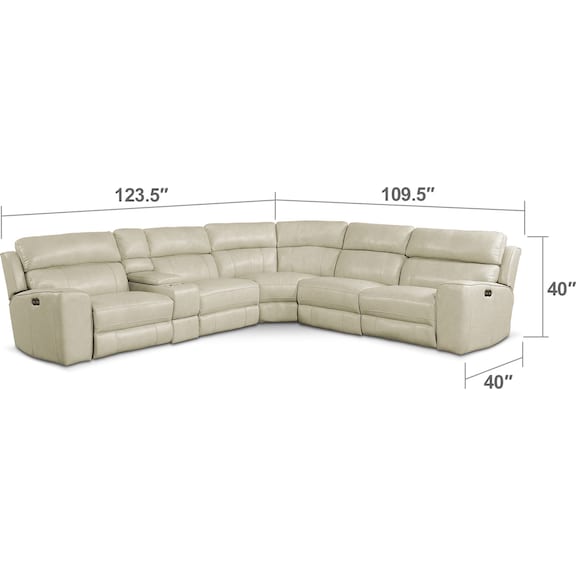 Living Room Furniture - Newport 6-Piece Power Reclining Sectional with 2 Reclining Seats - Cream