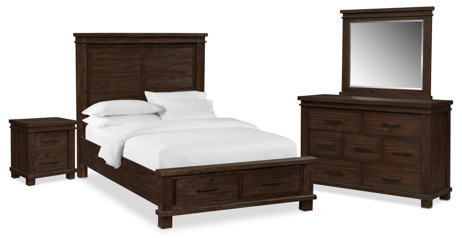 Tribeca 6Piece King Bedroom Set w/ 2 Underbed Drawers Tobacco