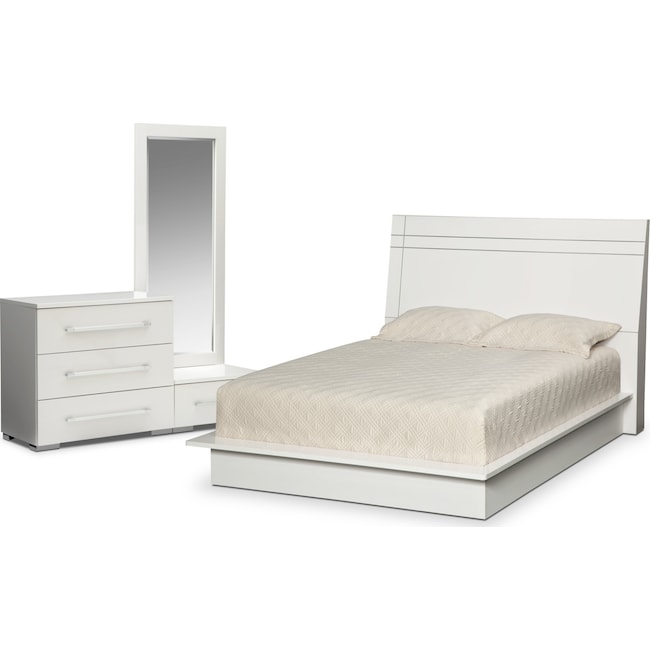 Dimora 5Piece Queen Panel Bedroom Set White Value City Furniture