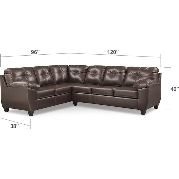 Living Room Furniture - Ricardo 2-Piece Memory Foam Sleeper Sectional with Left-Facing Sofa - Brown