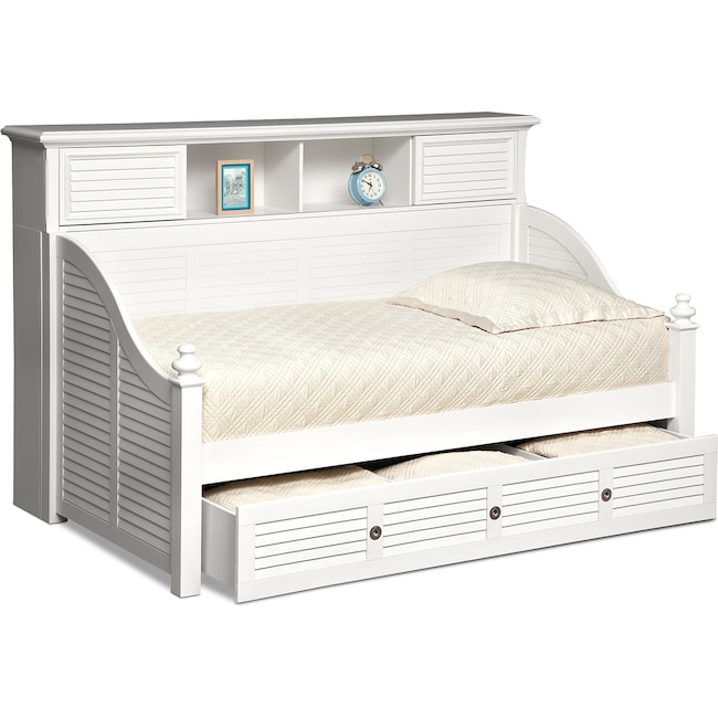 Seaside Twin Bookcase Daybed with Twin Trundle White Value City