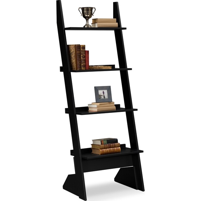 Plantation Cove Leaning Bookshelf Black Value City Furniture and