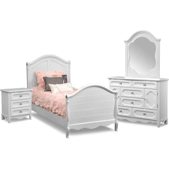carly 6-piece twin bedroom set - white | value city furniture and