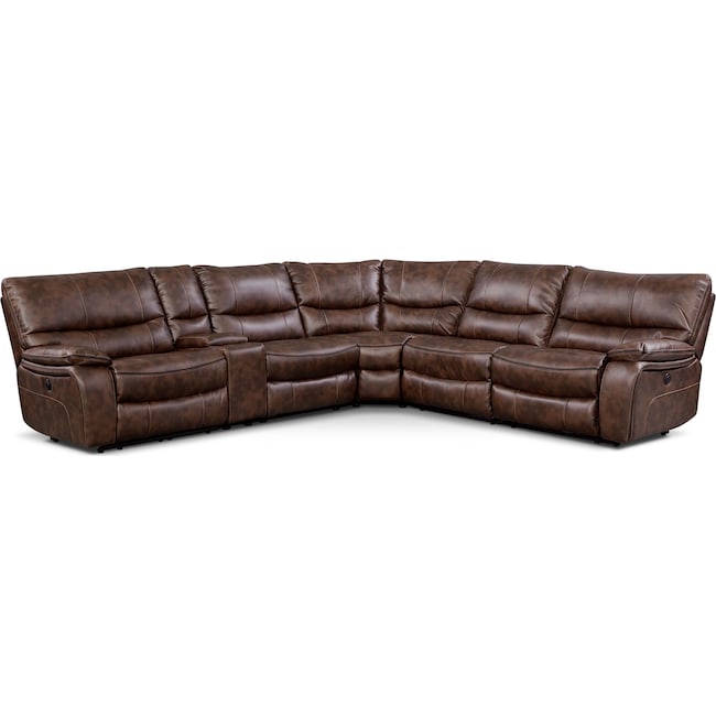 Living Room Furniture - Orlando 6-Piece Power Reclining Sectional with 3 Reclining Seats