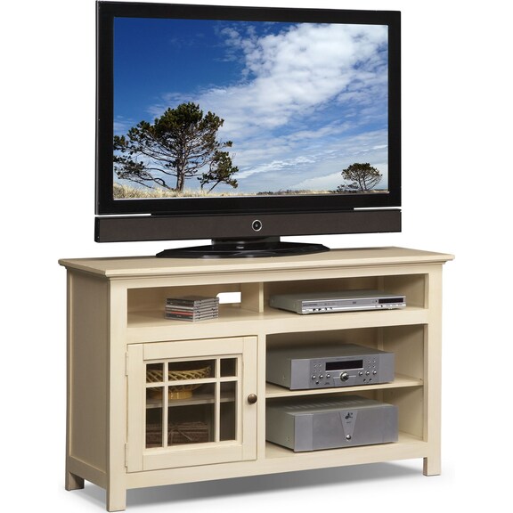 Merrick 54" TV Stand White Value City Furniture and Mattresses