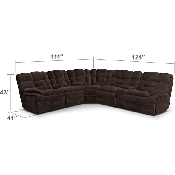 Living Room Furniture - Big Softie 6-Piece Power Reclining Sectional - Chocolate