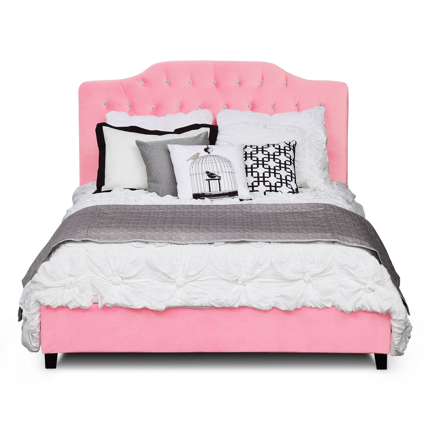 Valerie Queen Bed - Pink | Value City Furniture and Mattresses