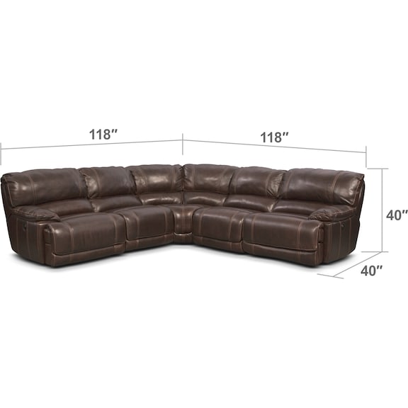 Living Room Furniture - St. Malo 5-Piece Power Reclining Sectional with 3 Reclining Seats