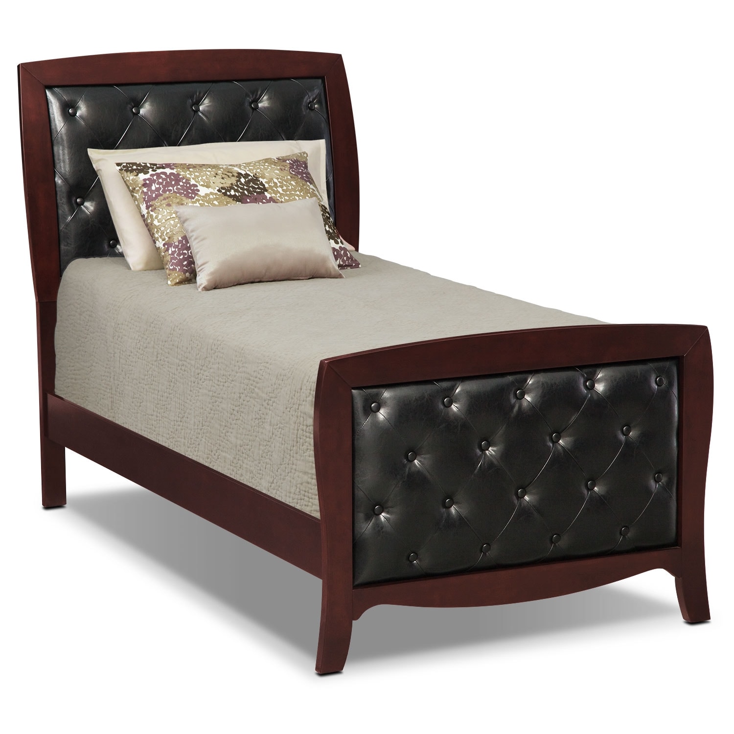 Jaden Full Tufted Bed Merlot Value City Furniture And Mattresses