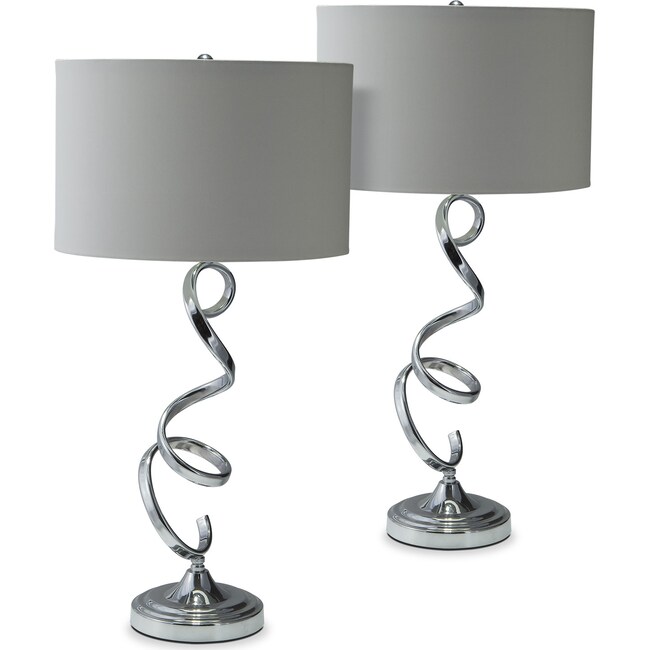 Home Accessories - Nickel Swirl 2-Pack Table Lamp Set