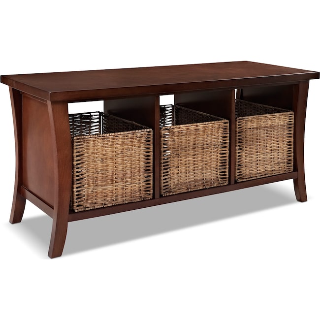 Mae Entryway Storage Bench Mahogany Value City Furniture and Mattresses