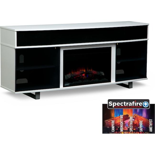 pacer 72" traditional fireplace tv stand with sound bar - white