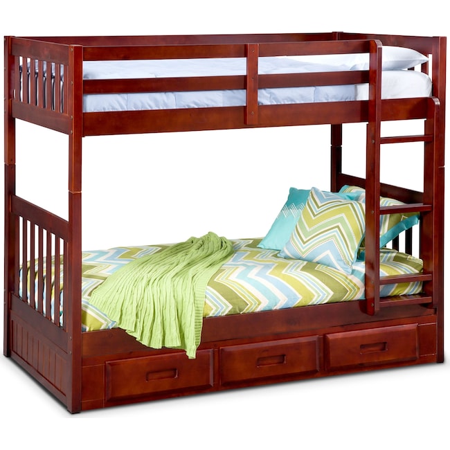 Kids Furniture - Ranger Twin over Twin Storage Bunk Bed