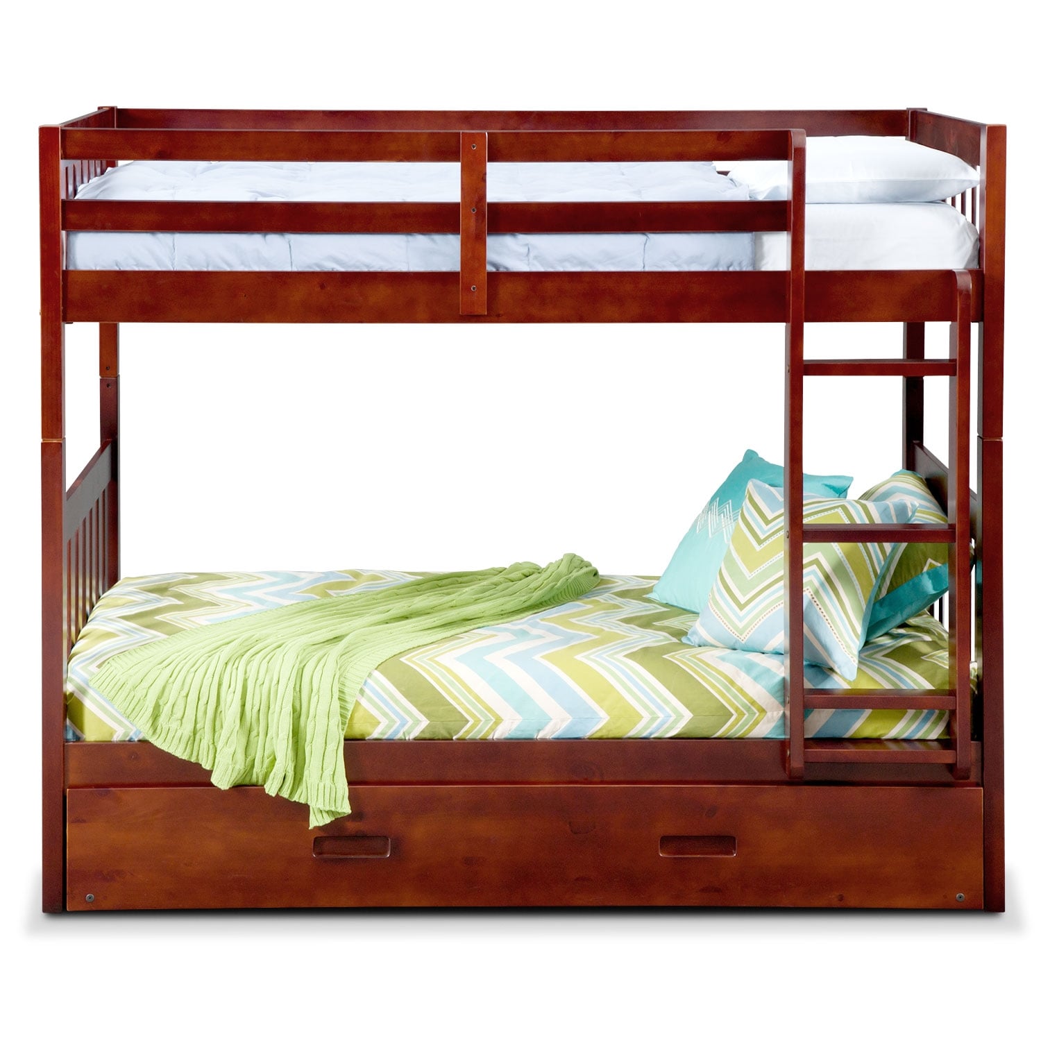 Ranger Twin over Twin Bunk Bed with Trundle Merlot Value City