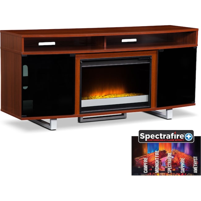 Entertainment Furniture - Pacer 64" Contemporary Fireplace TV Stand - Cherry