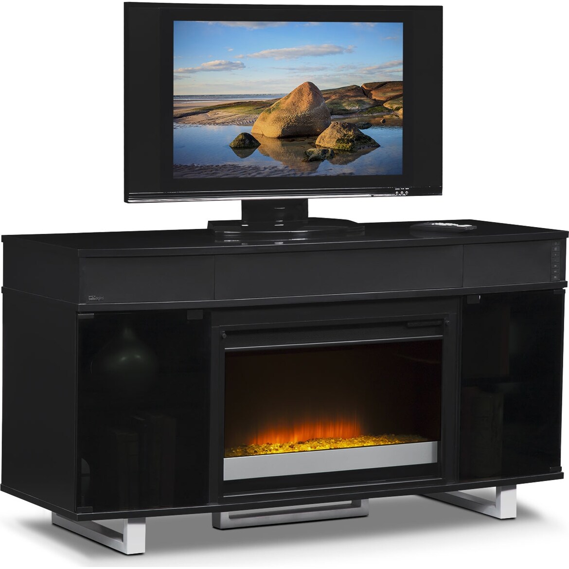 Pacer Fireplace TV Stand with Sound Bar Value City Furniture and