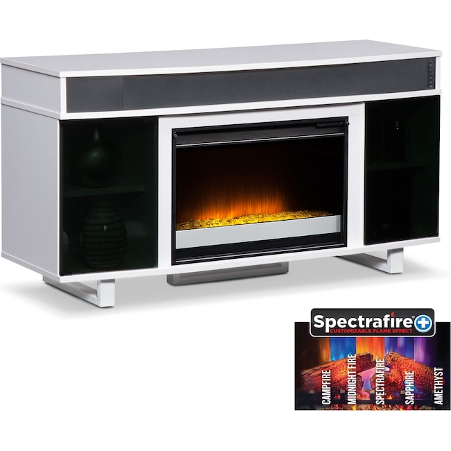 pacer 56" contemporary fireplace tv stand with sound bar - white