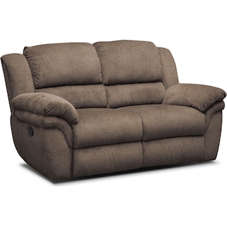 Aldo Manual Reclining Loveseat - Mocha | Value City Furniture and