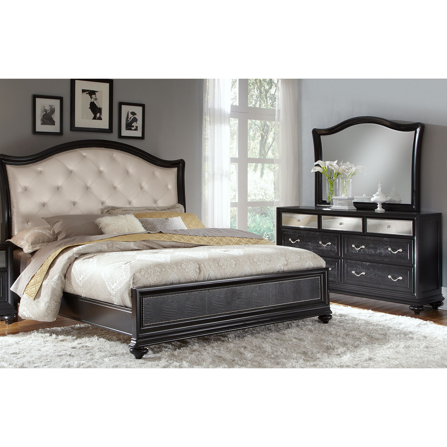 Marilyn 5-Piece King Bedroom Set - Ebony | Value City ...