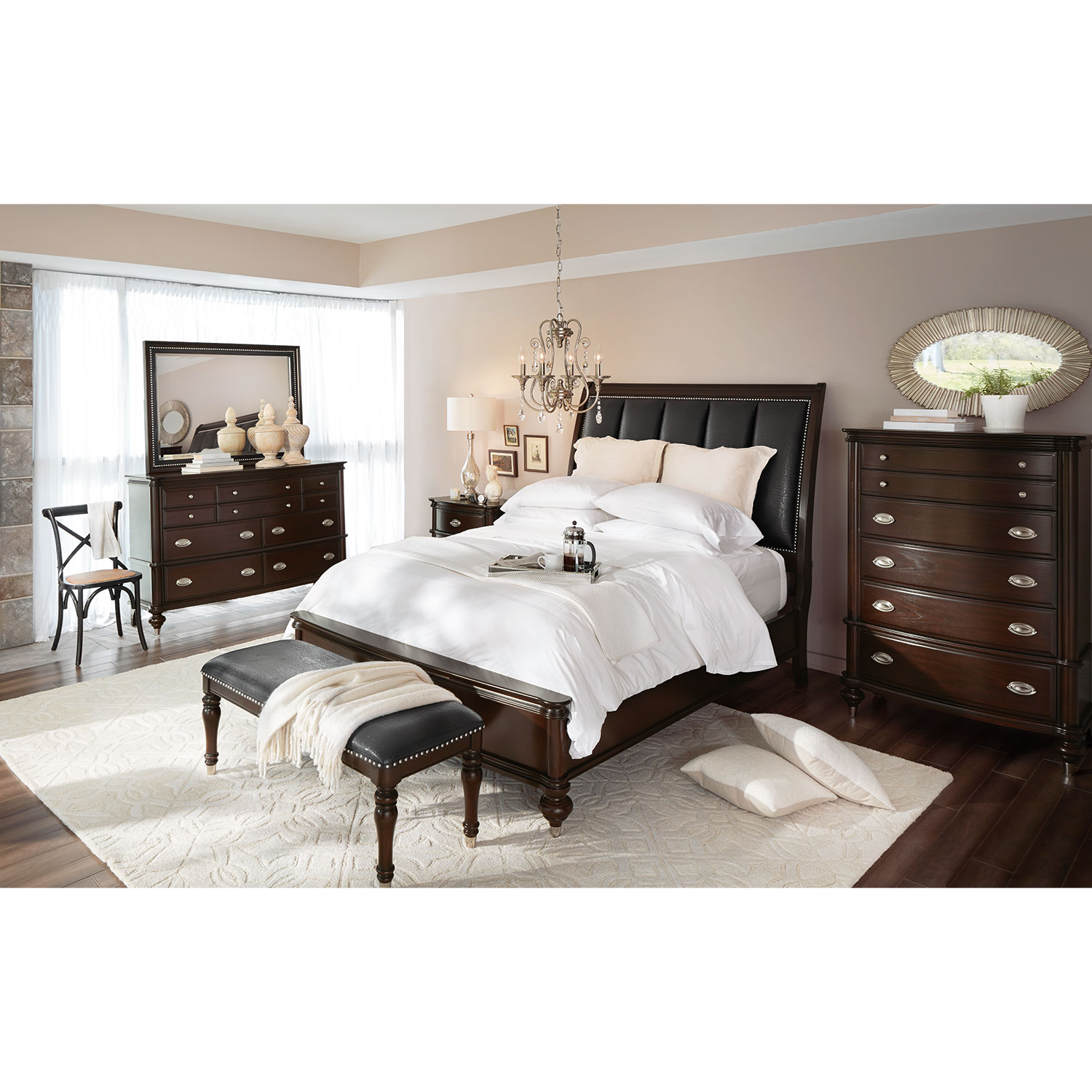 Esquire 5 Piece King Bedroom Set Merlot Value City Furniture