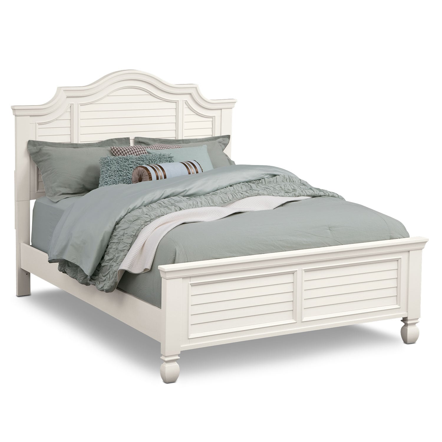 Plantation Cove Queen Panel Bed - White | Value City Furniture