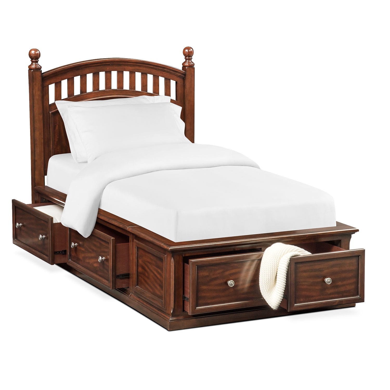 Hanover Youth Twin Poster Bed with Storage Cherry Value City Furniture and Mattresses Hanover Youth Twin Poster Bed with Storage Cherry Value City Furniture and Mattresses